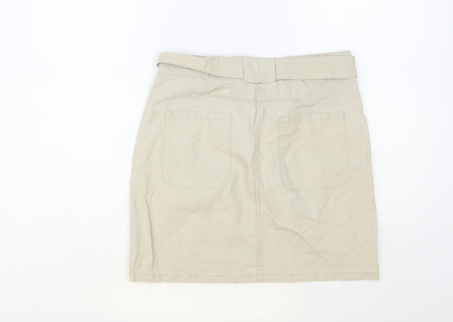 H&M Womens Beige Cotton Cargo Skirt Size 8 Button