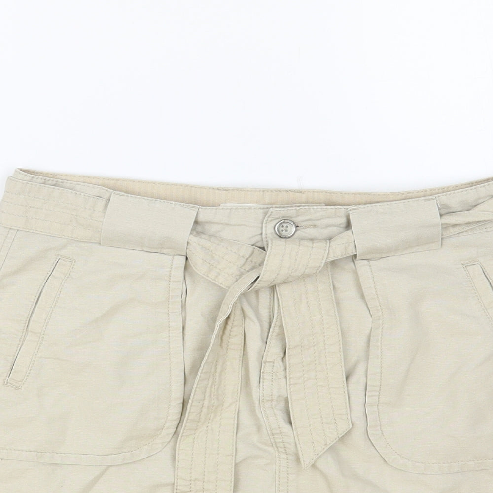H&M Womens Beige Cotton Cargo Skirt Size 8 Button