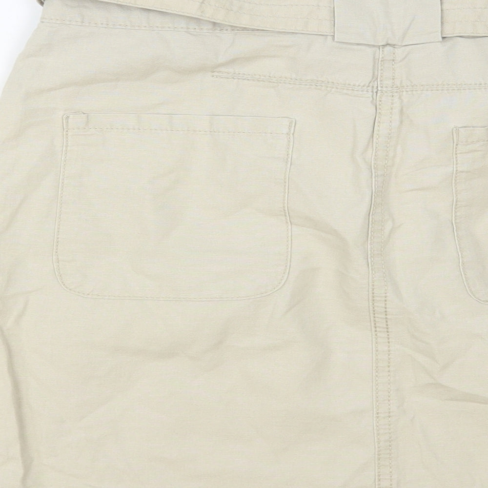 H&M Womens Beige Cotton Cargo Skirt Size 8 Button