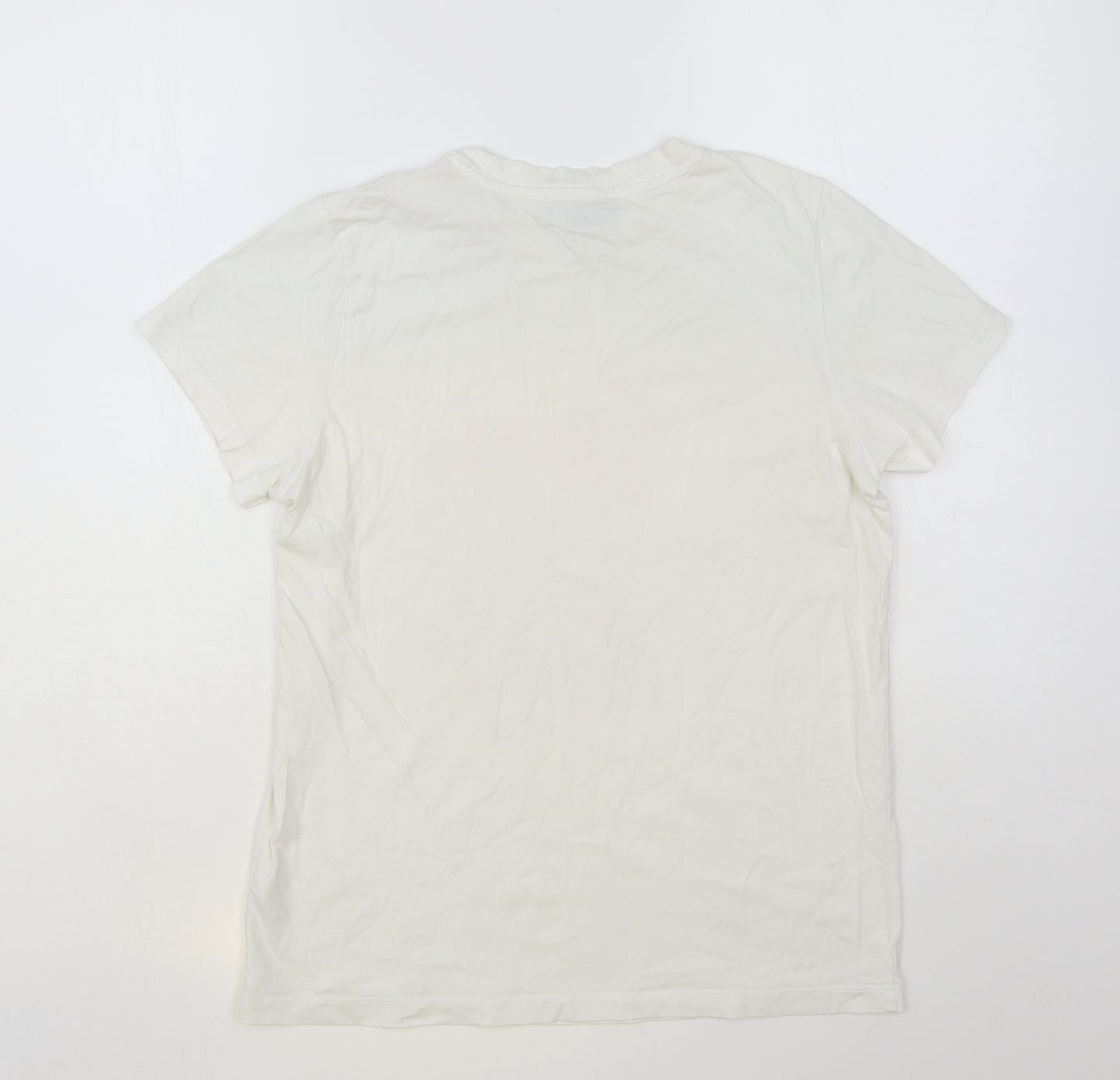 Primark Womens White Cotton Basic T-Shirt Size 10 Crew Neck - Treat Everyone With Kindness