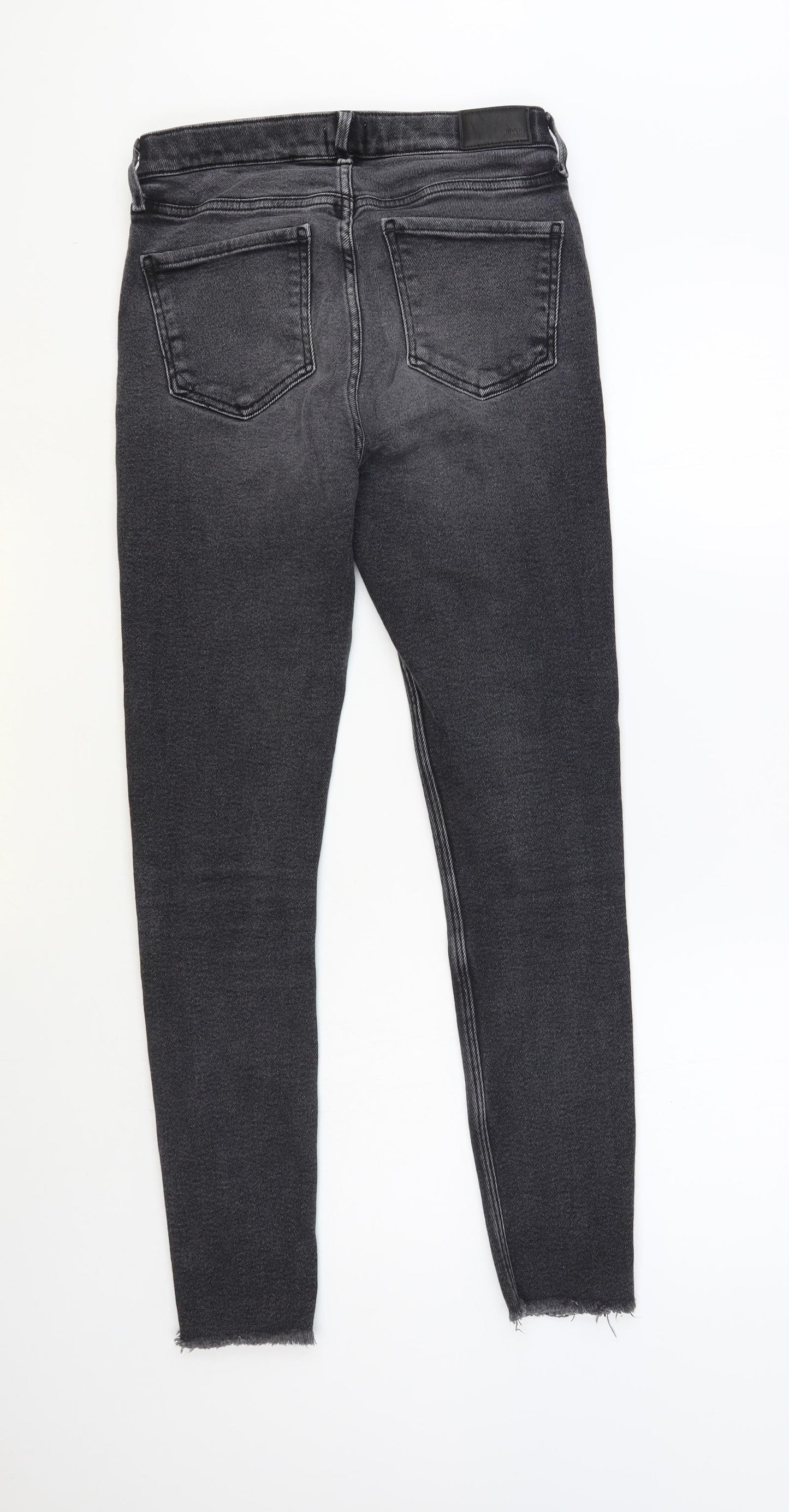 River Island Womens Grey Cotton Skinny Jeans Size 12 L29 in Regular Button
