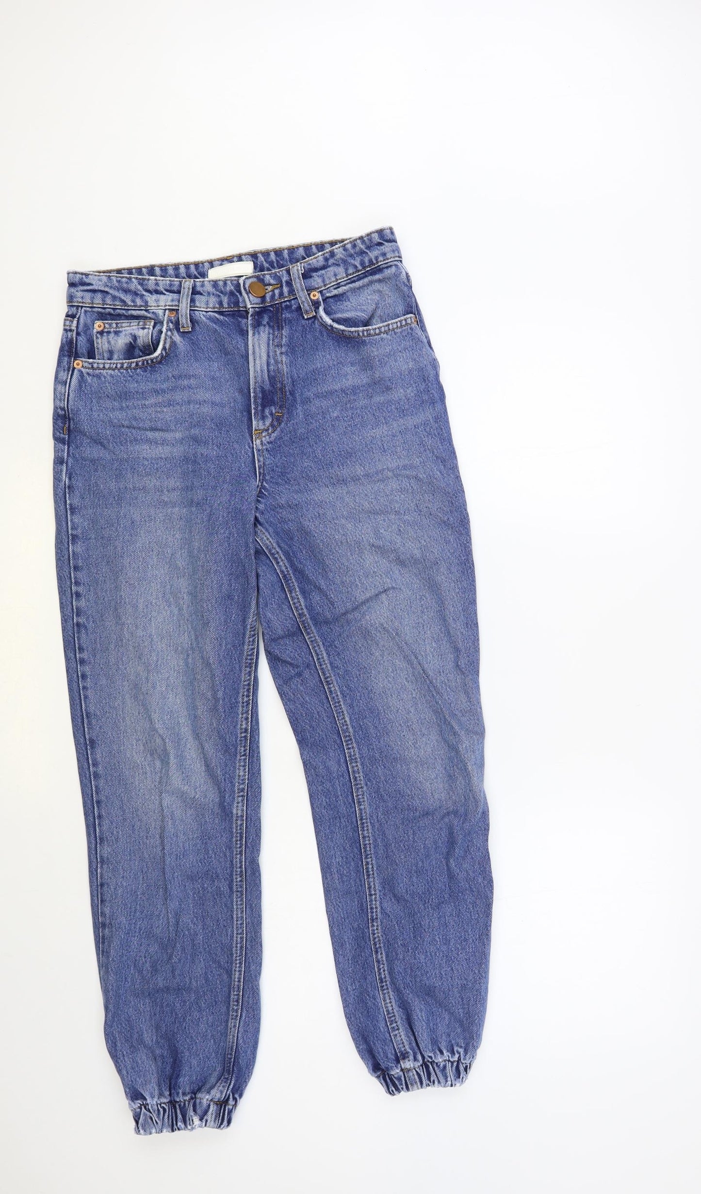 River Island Womens Blue Cotton Tapered Jeans Size 10 L27 in Regular Button