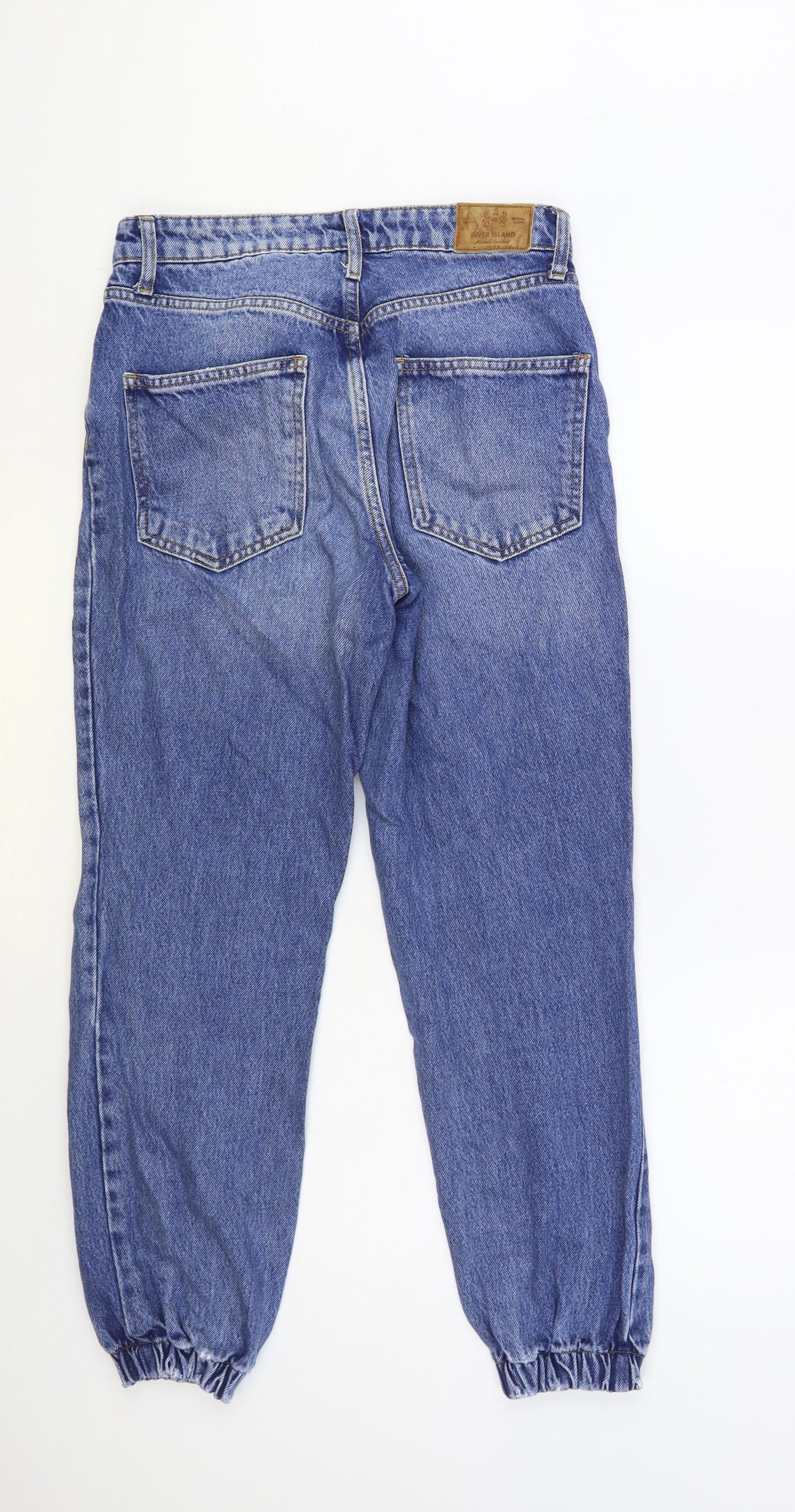 River Island Womens Blue Cotton Tapered Jeans Size 10 L27 in Regular Button