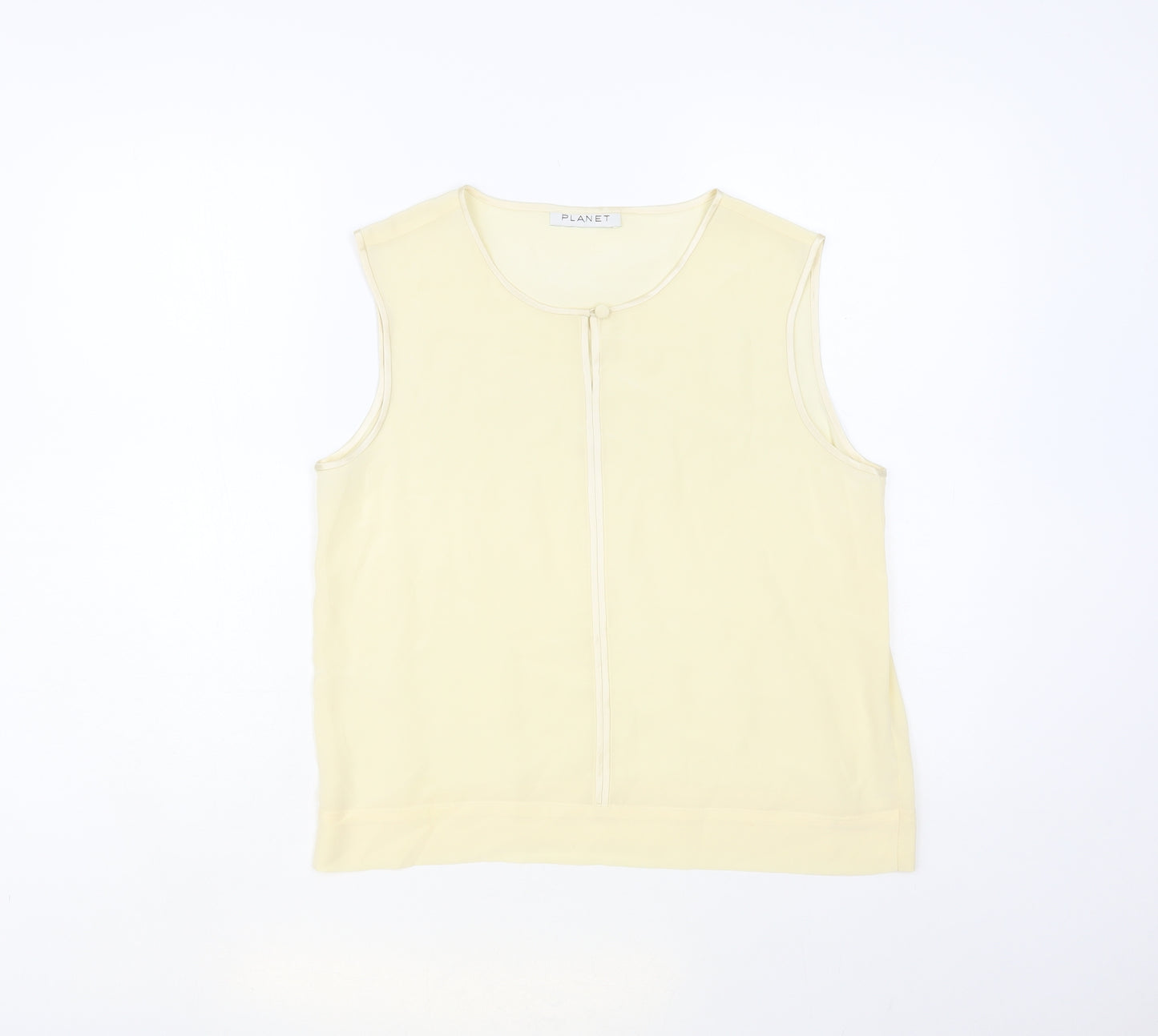 Planet Womens Beige Polyester Basic Tank Size 12 Round Neck