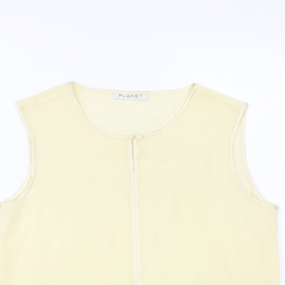 Planet Womens Beige Polyester Basic Tank Size 12 Round Neck