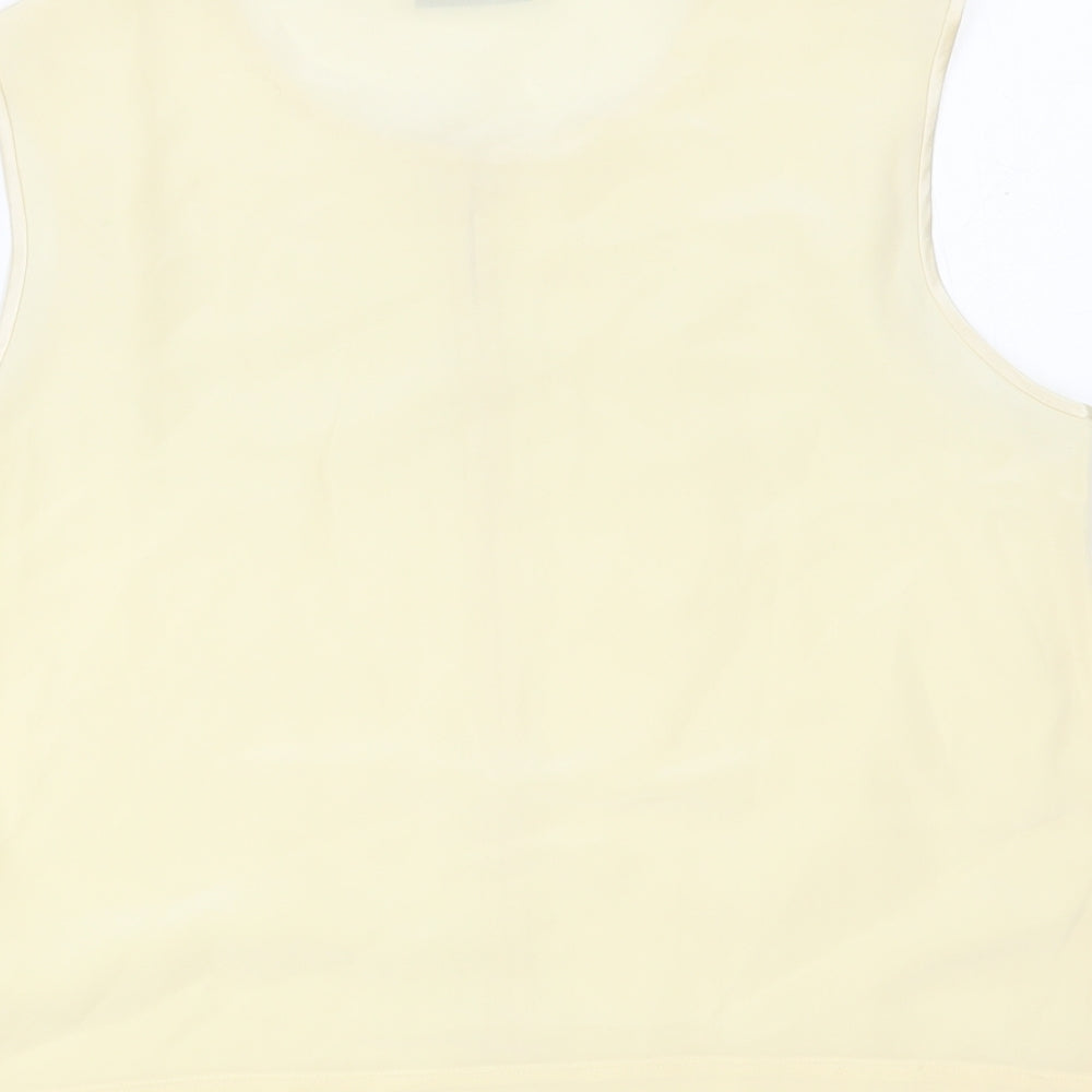 Planet Womens Beige Polyester Basic Tank Size 12 Round Neck