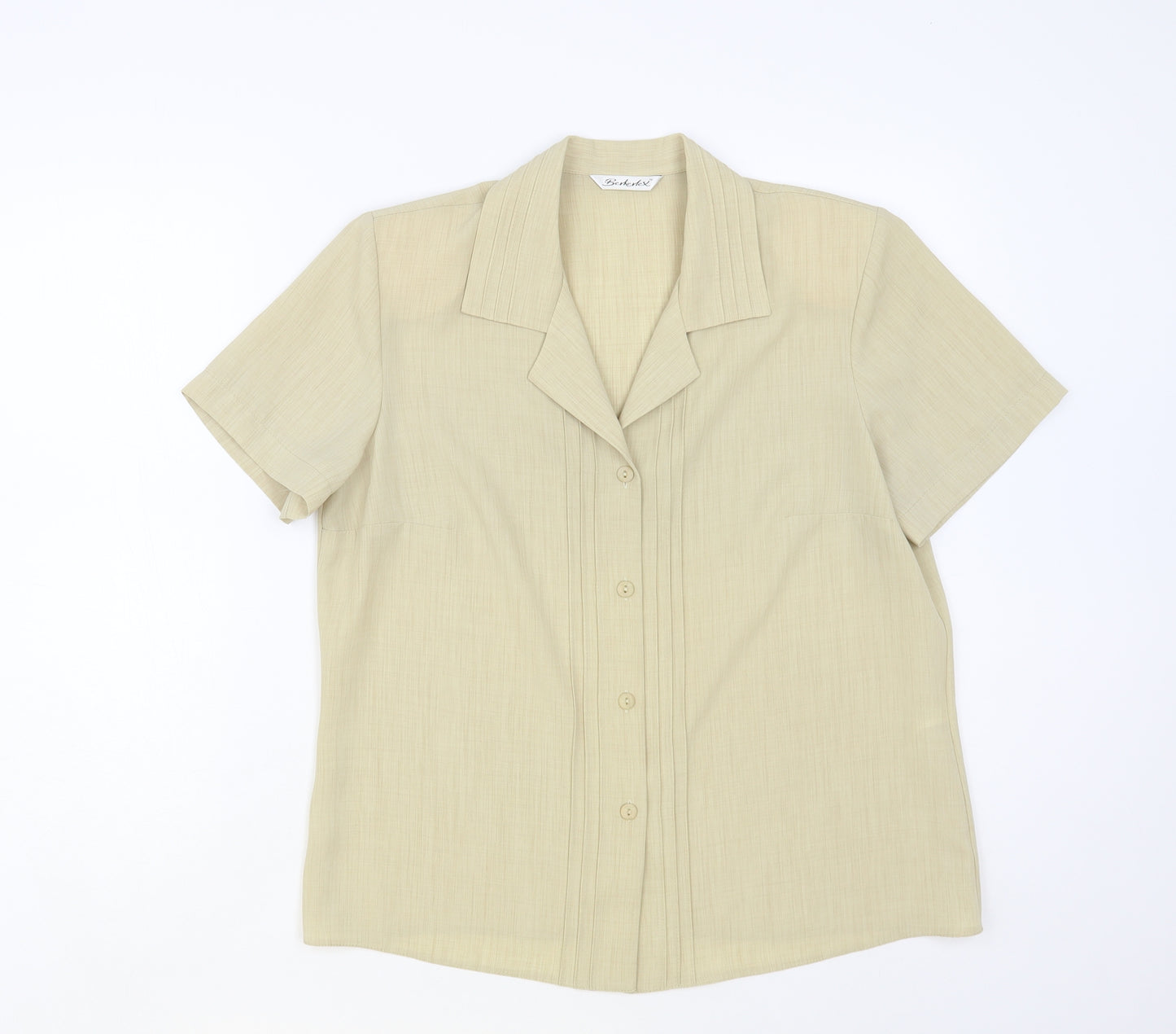 Berkertex Womens Beige Polyester Basic Button-Up Size 12 Collared
