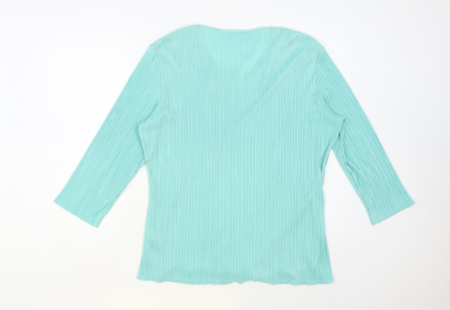 Preworn Womens Green Polyester Basic Blouse Size 20 Round Neck