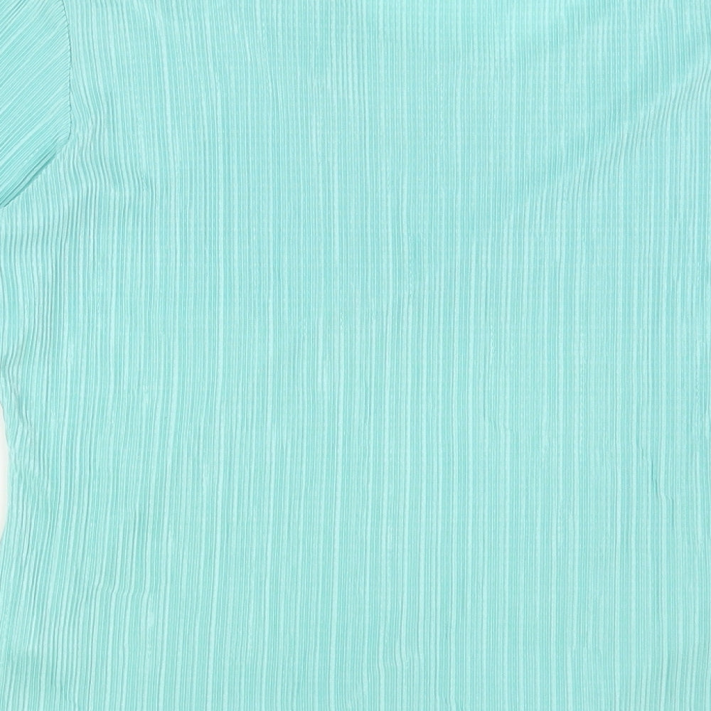 Preworn Womens Green Polyester Basic Blouse Size 20 Round Neck