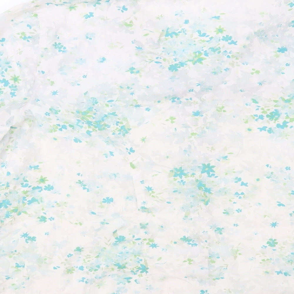 Bonmarché Womens White Floral Polyester Basic Button-Up Size 20 Collared