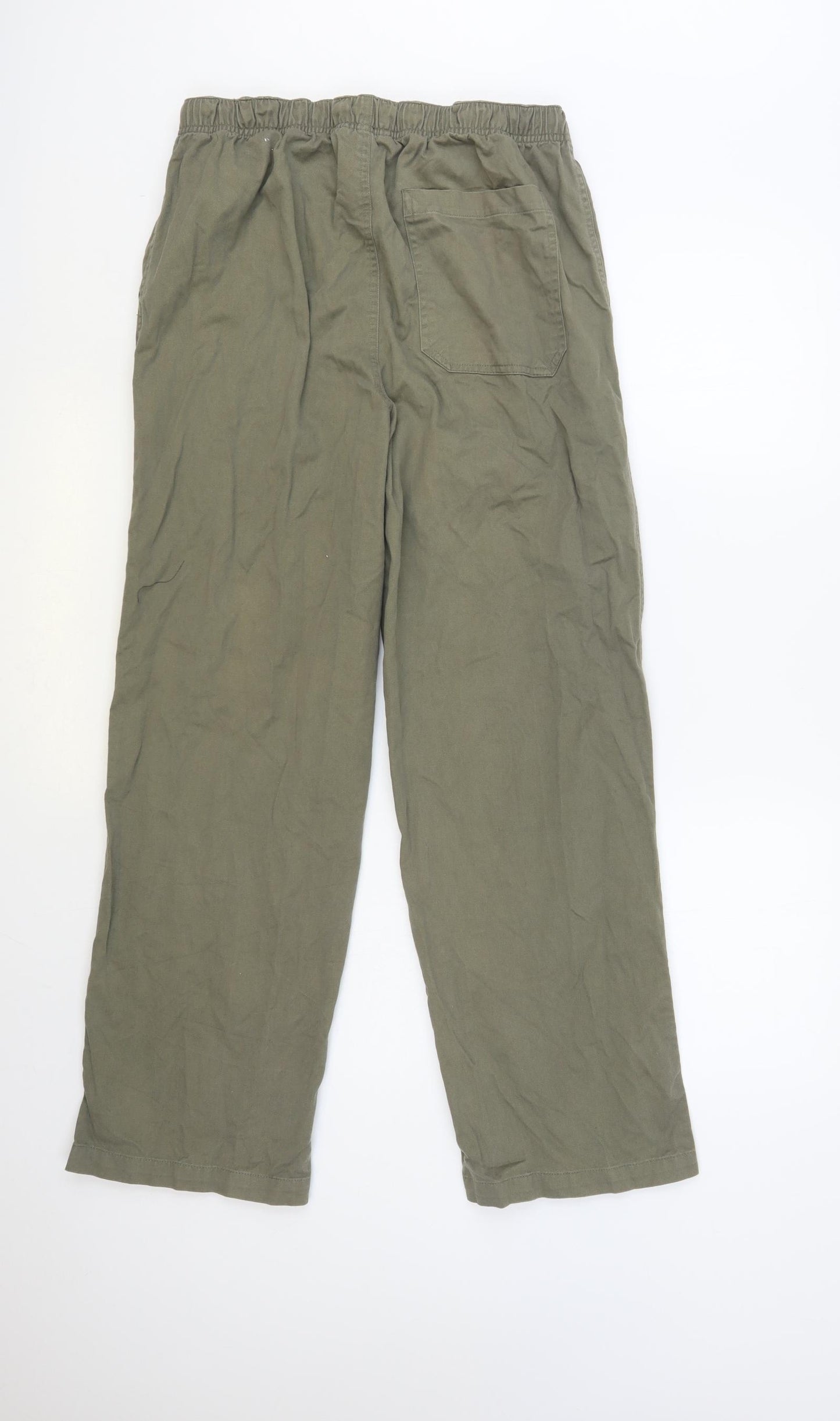 Brooker Mens Green Cotton Trousers Size M L30 in Regular Drawstring