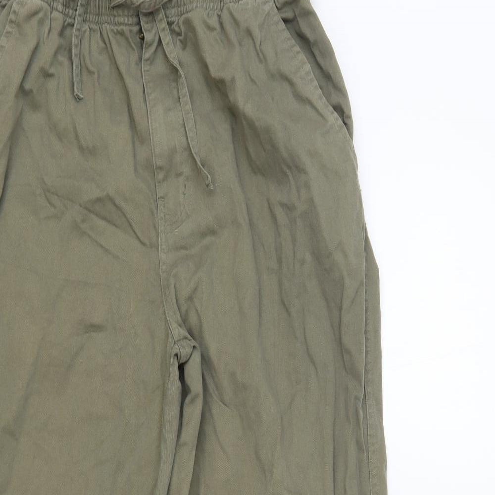 Brooker Mens Green Cotton Trousers Size M L30 in Regular Drawstring