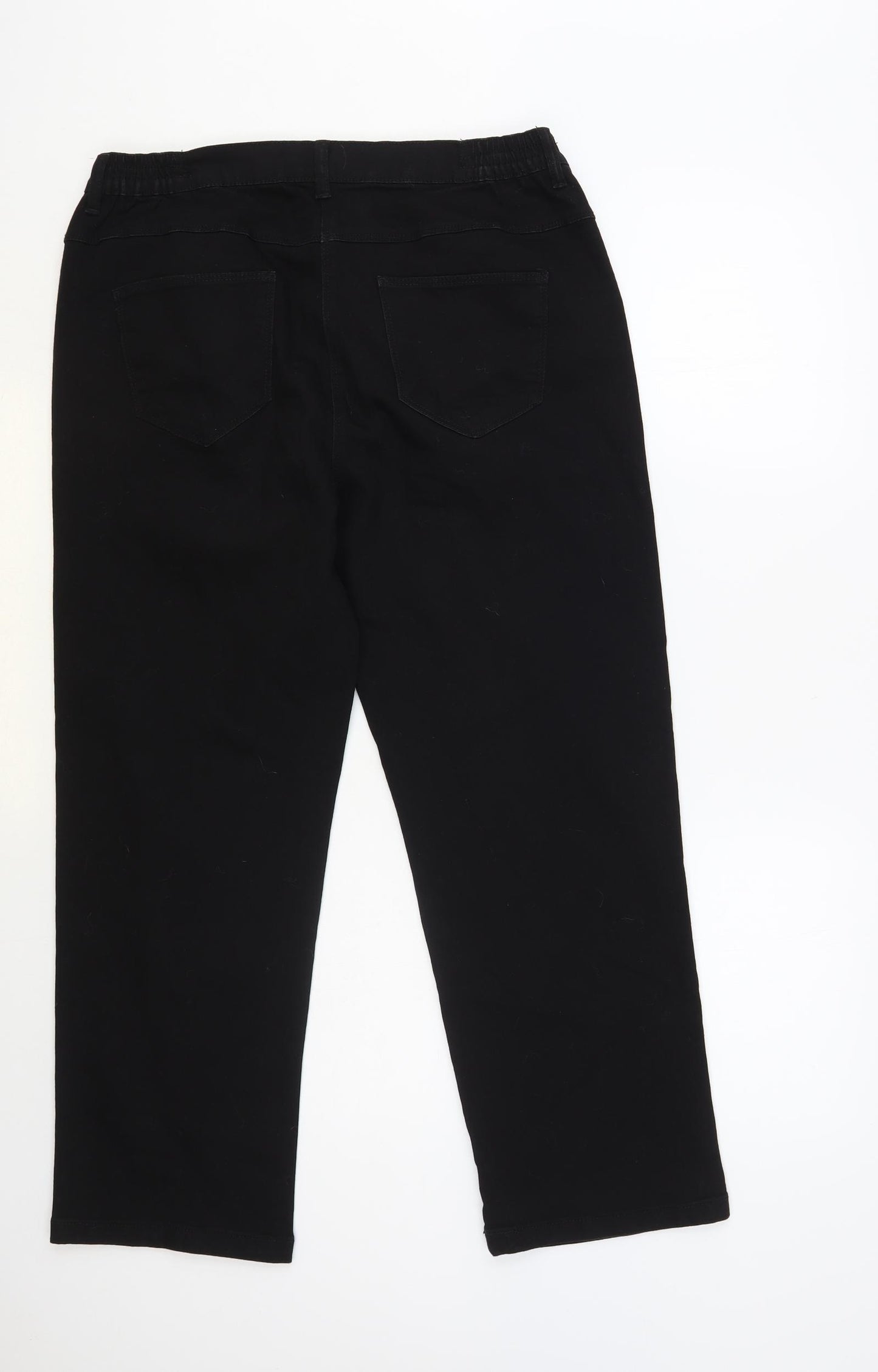 Bonmarché Womens Black Cotton Straight Jeans Size 14 L27 in Regular Button