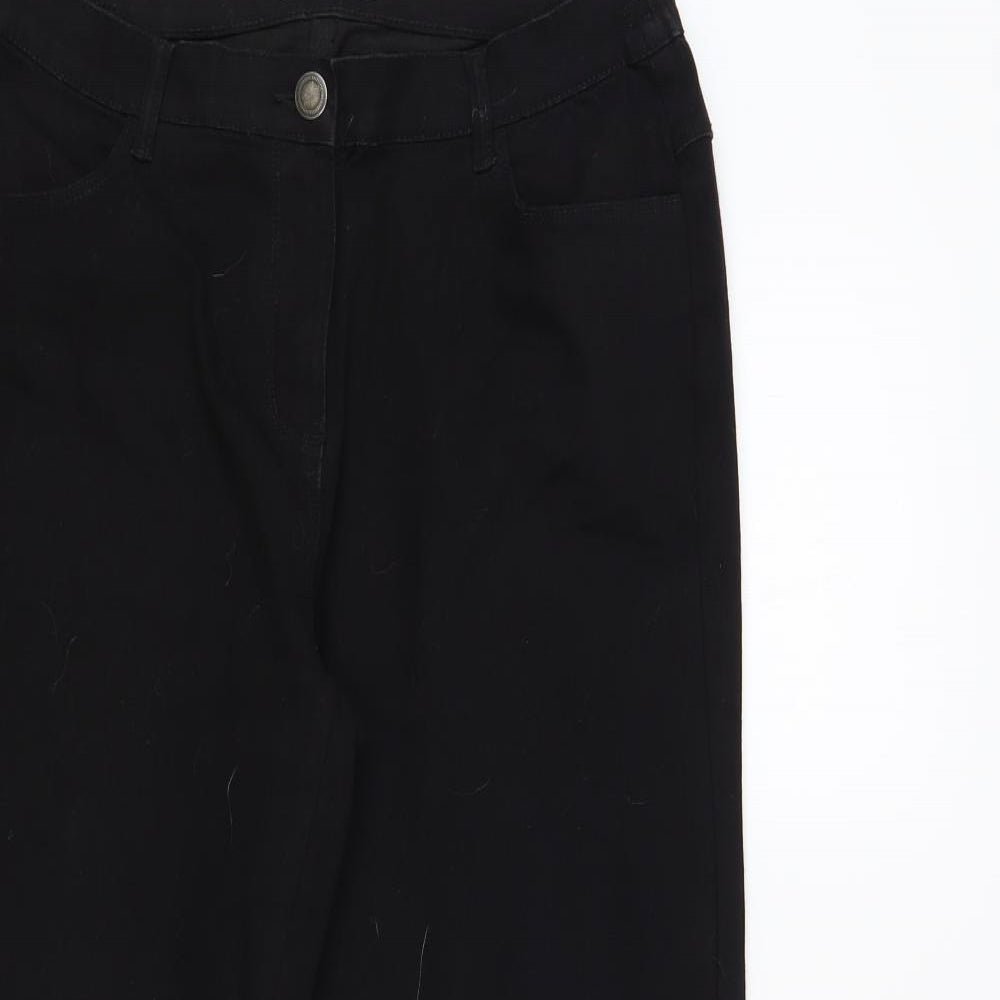 Bonmarché Womens Black Cotton Straight Jeans Size 14 L27 in Regular Button