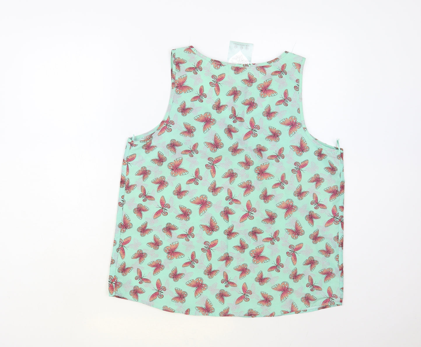 Atmosphere Womens Green Geometric Polyester Basic Tank Size 16 Scoop Neck - Butterfly Print