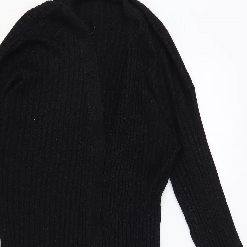 TU Womens Black V-Neck Viscose Cardigan Jumper Size 12