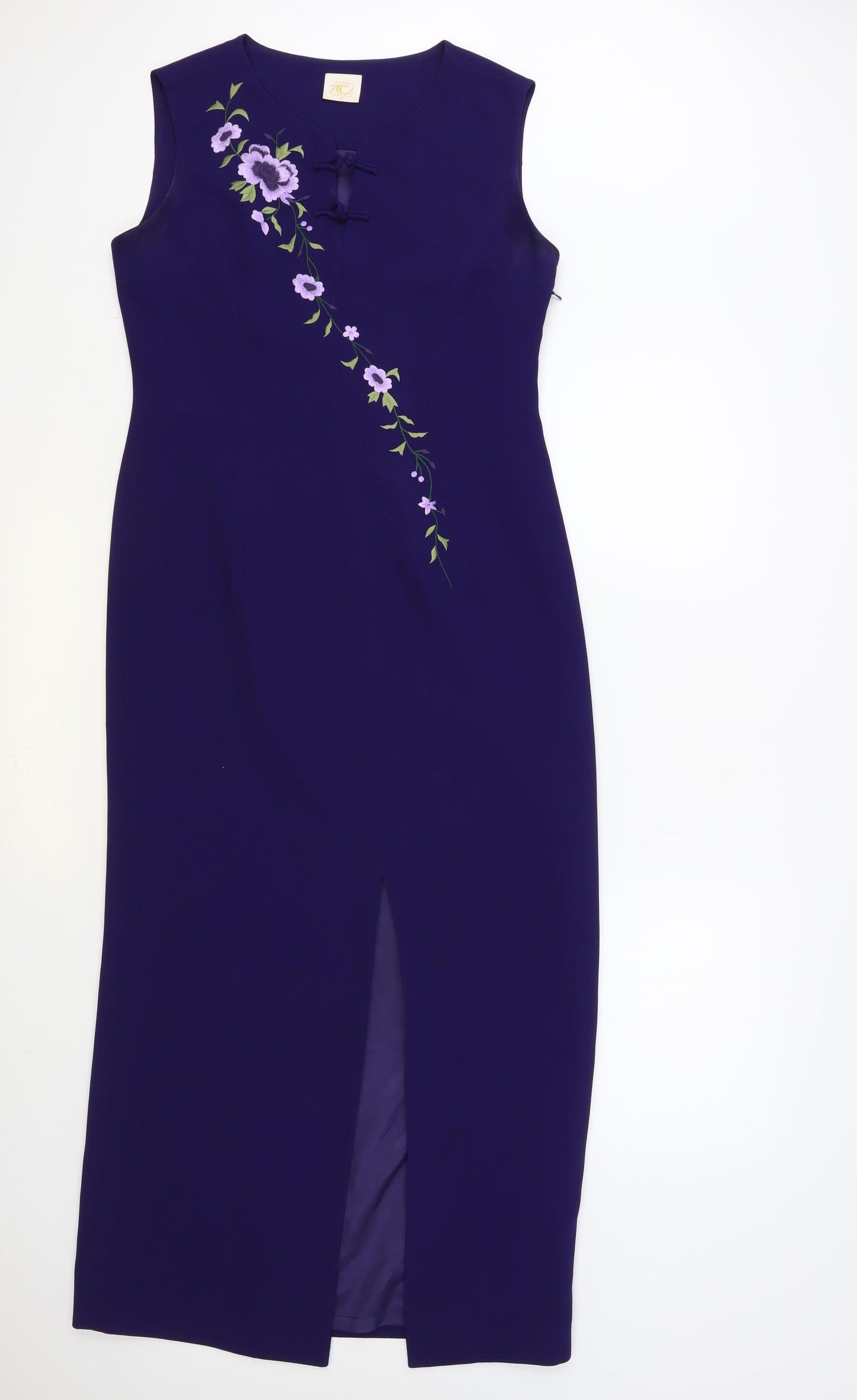 Country Casuals Womens Purple Floral Polyester Maxi Size 14 Round Neck Pullover