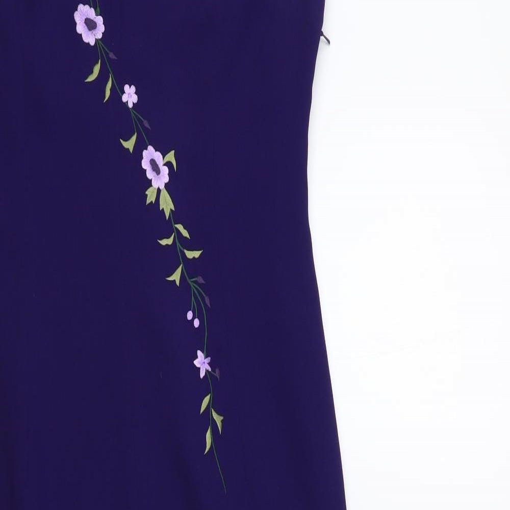 Country Casuals Womens Purple Floral Polyester Maxi Size 14 Round Neck Pullover
