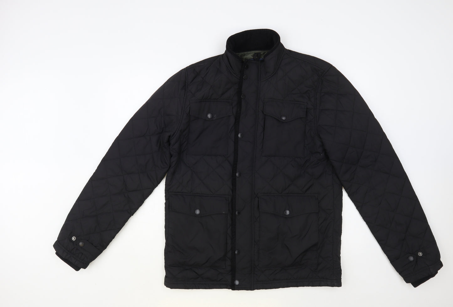 Matalan Mens Black Quilted Jacket Size M Zip