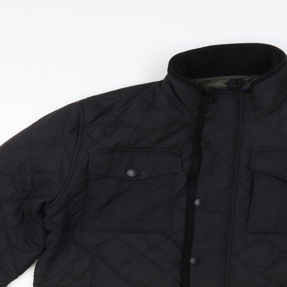 Matalan Mens Black Quilted Jacket Size M Zip