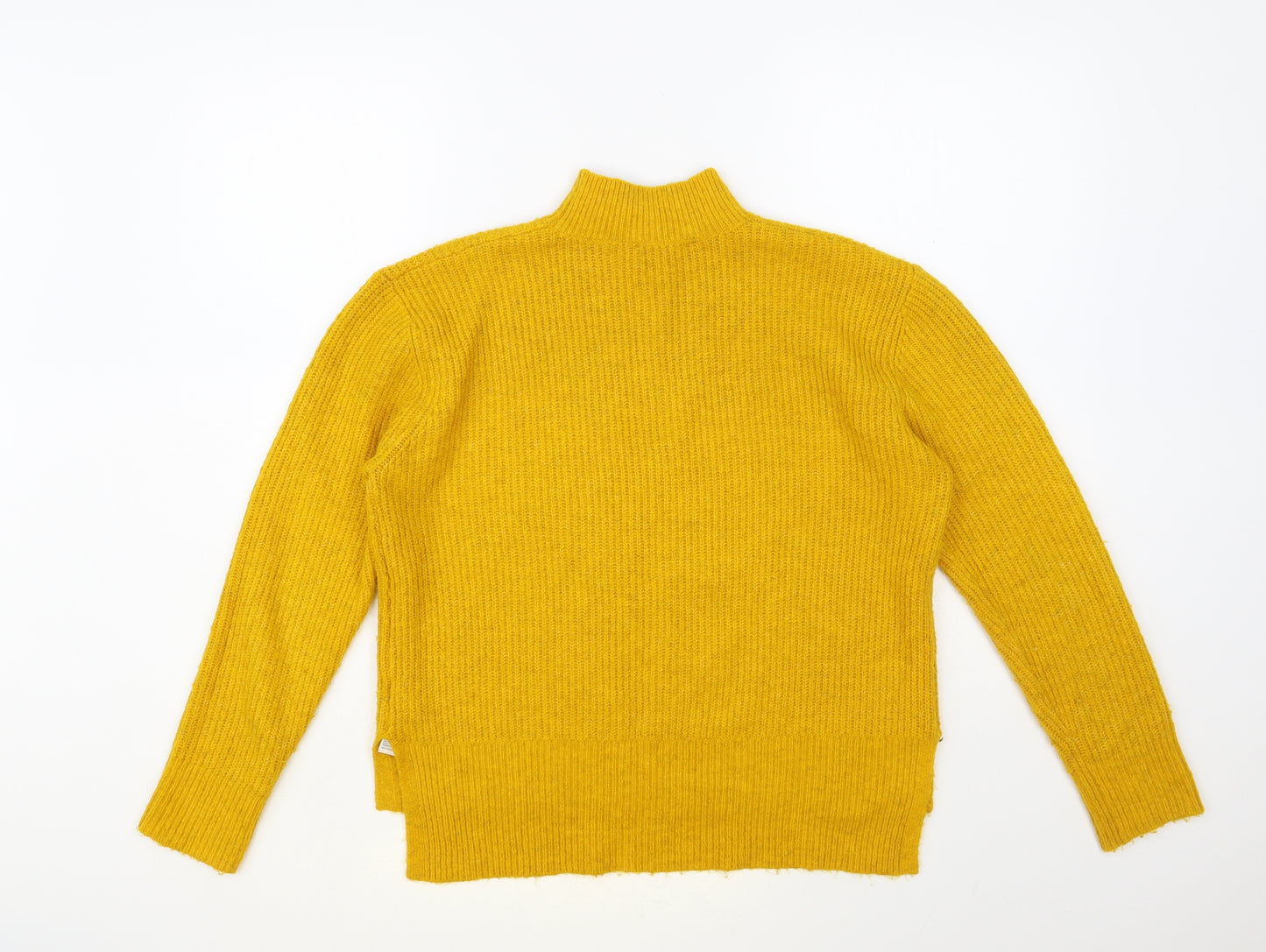 Oasis Womens Yellow Mock Neck Acrylic Pullover Jumper Size S