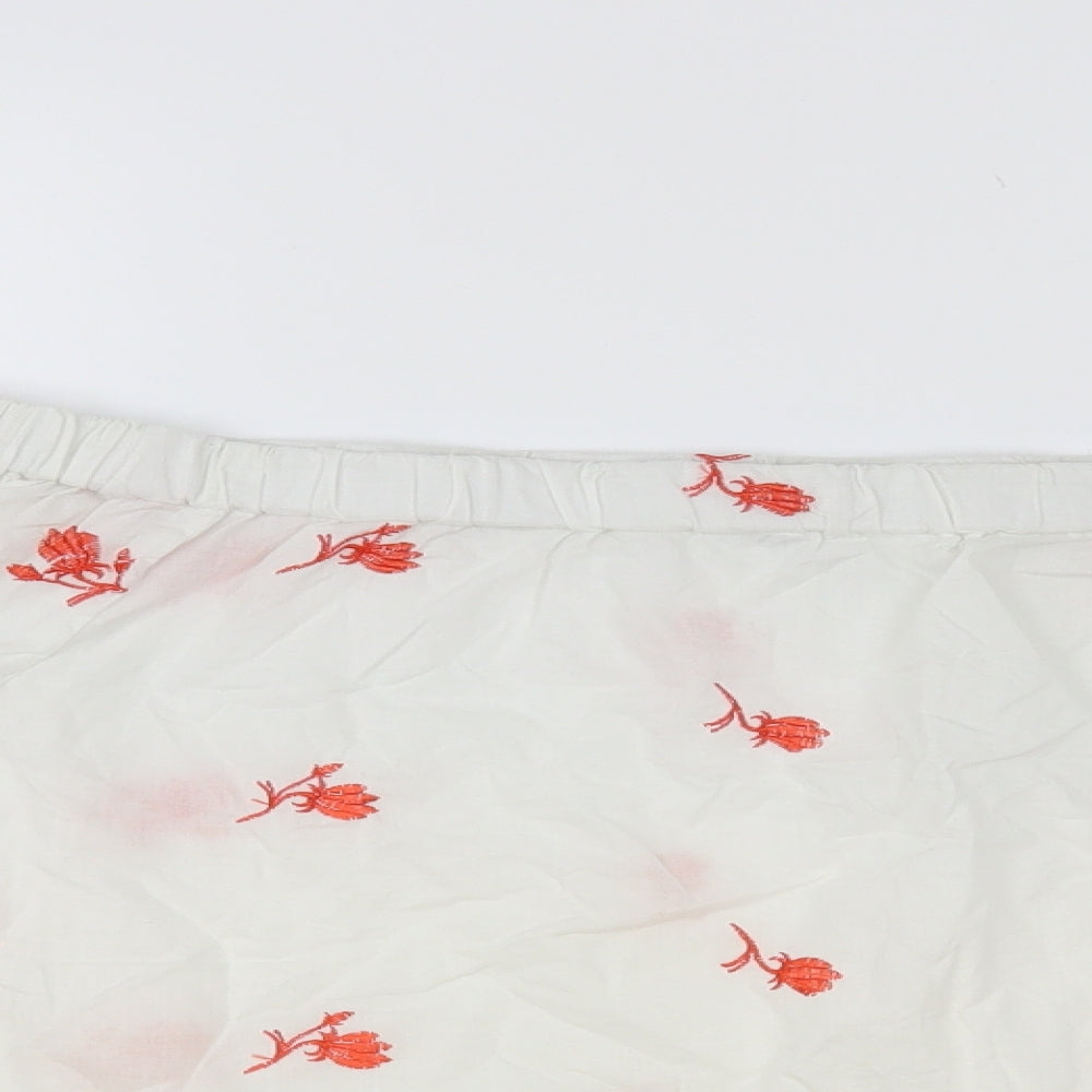 Papaya Womens White Floral Cotton Basic Blouse Size 16 Off the Shoulder