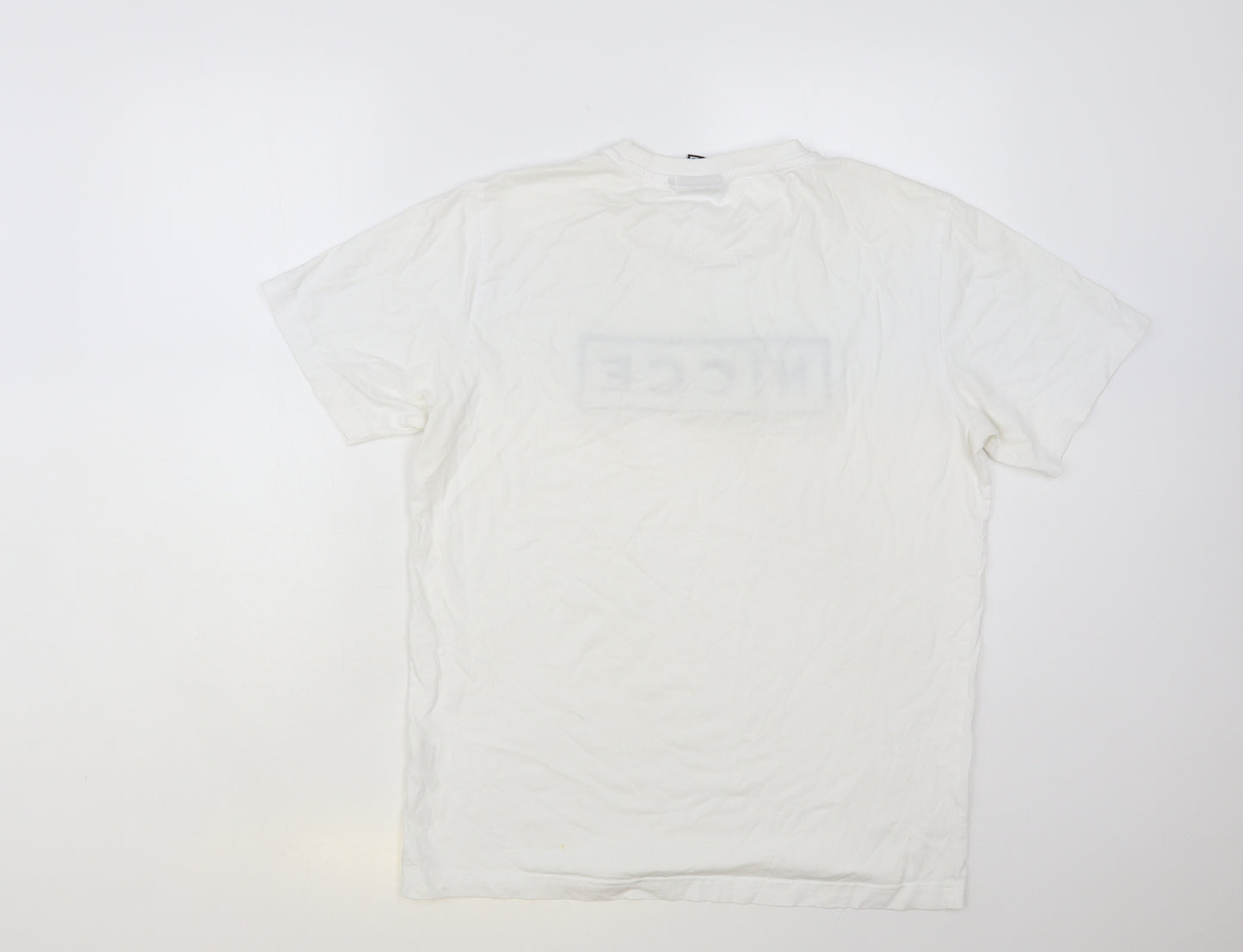 NICCE Mens White Cotton T-Shirt Size S Crew Neck