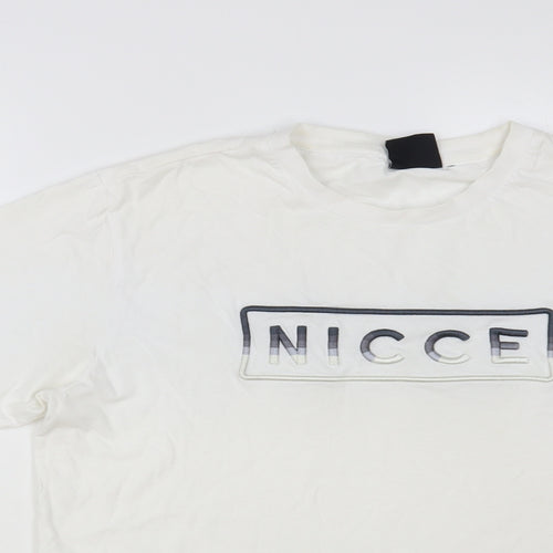 NICCE Mens White Cotton T-Shirt Size S Crew Neck