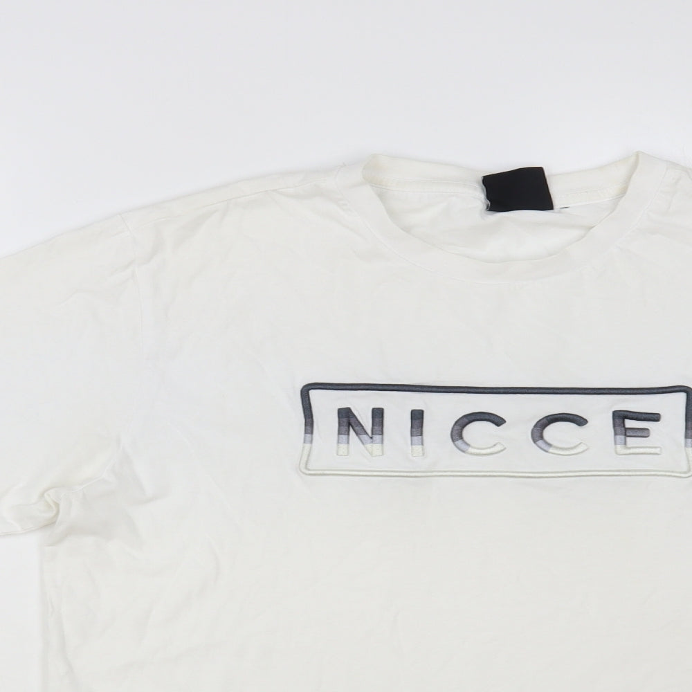 NICCE Mens White Cotton T-Shirt Size S Crew Neck