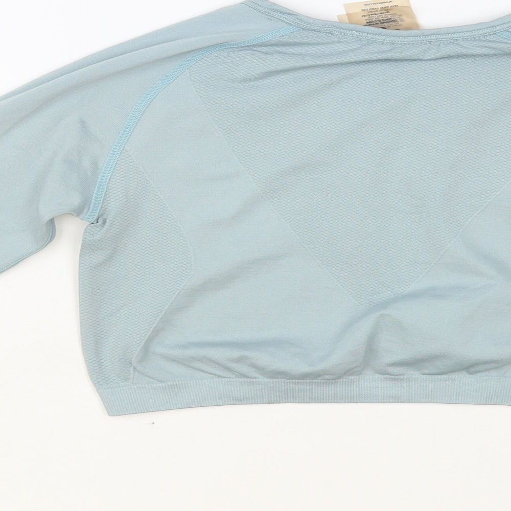 Myprotein Womens Blue Nylon Cropped T-Shirt Size XS Crew Neck Pullover
