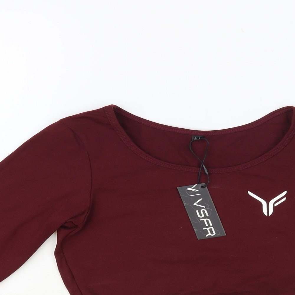 Versa Forma Womens Red Cotton Cropped T-Shirt Size XS Round Neck Pullover