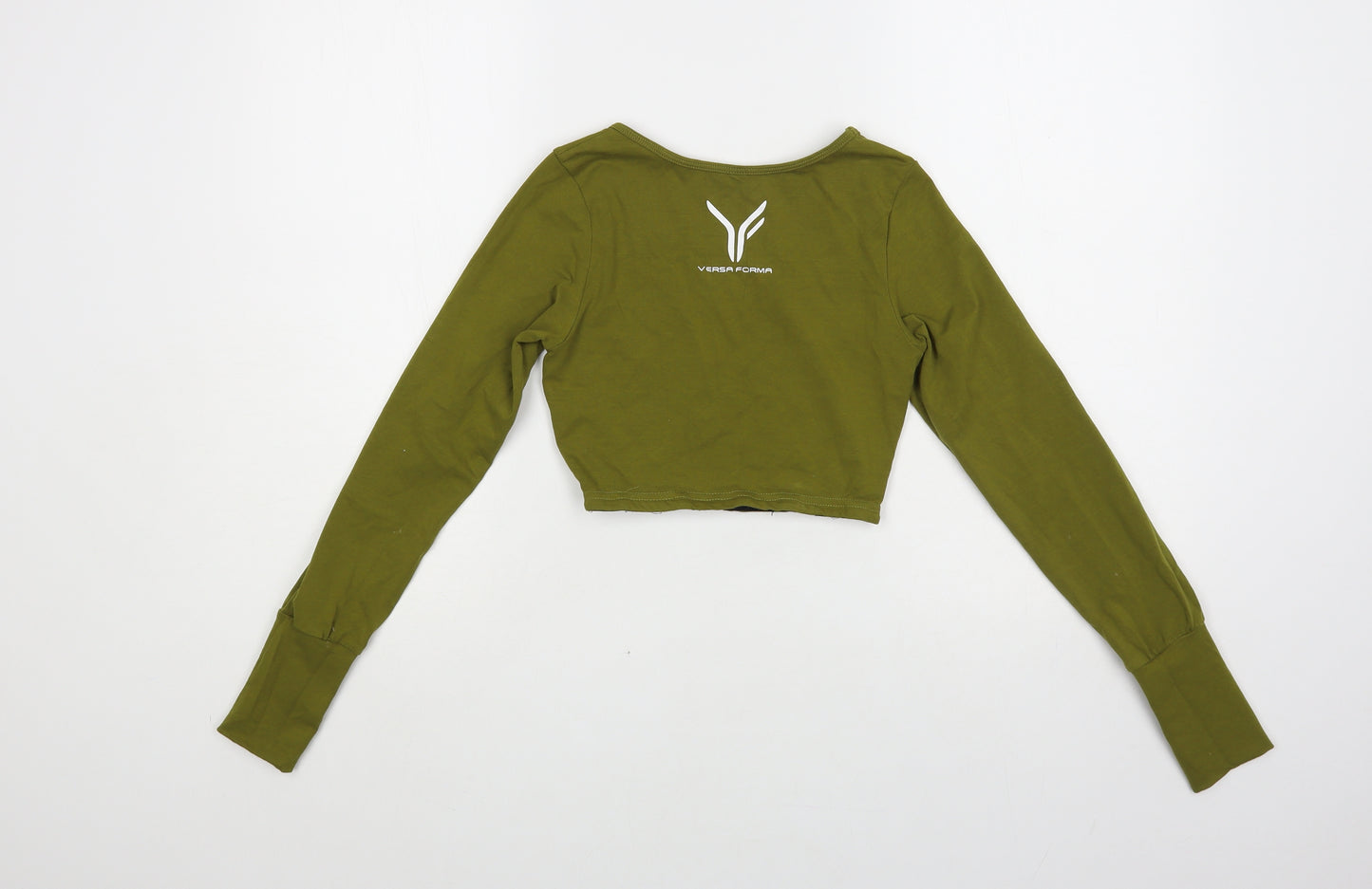 Versa Forma Womens Green Cotton Cropped T-Shirt Size XS Round Neck