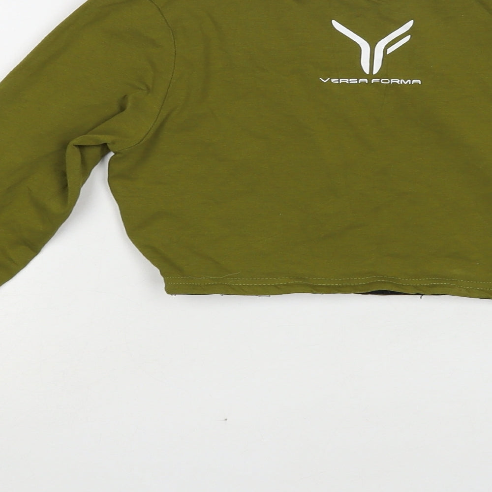 Versa Forma Womens Green Cotton Cropped T-Shirt Size XS Round Neck