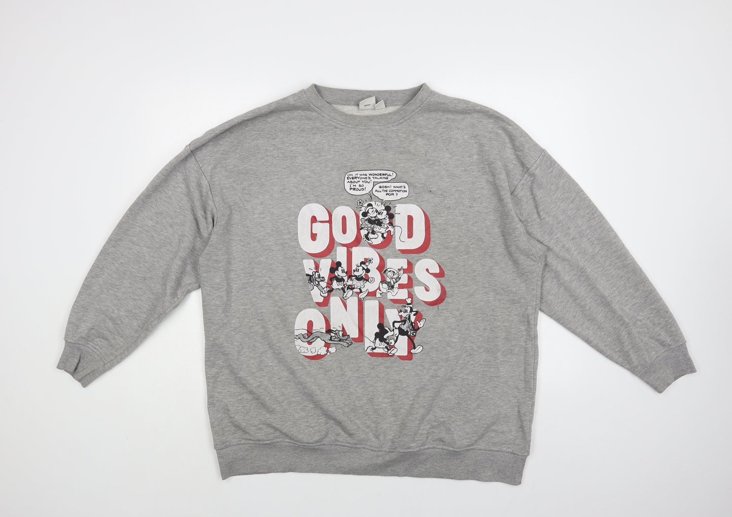 Primark Womens Grey Cotton Pullover Sweatshirt Size 10 Pullover - Mickey & Minnie