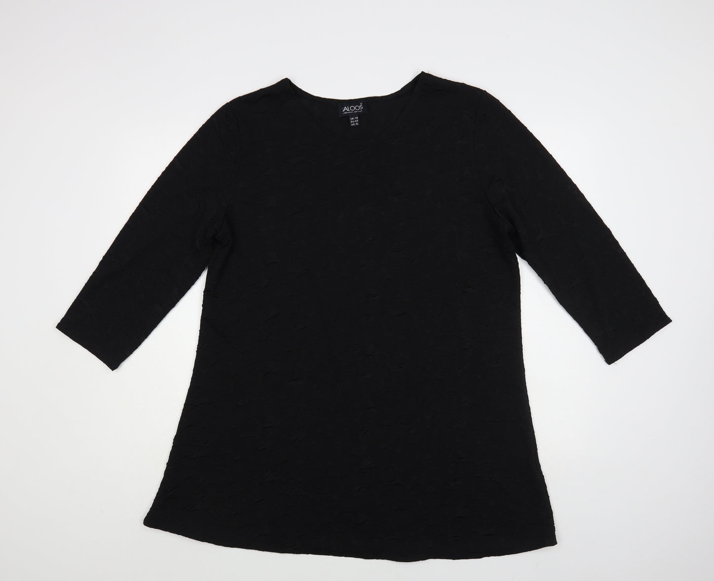 Saloos Womens Black Polyester Tunic Blouse Size 18 Round Neck - Textured