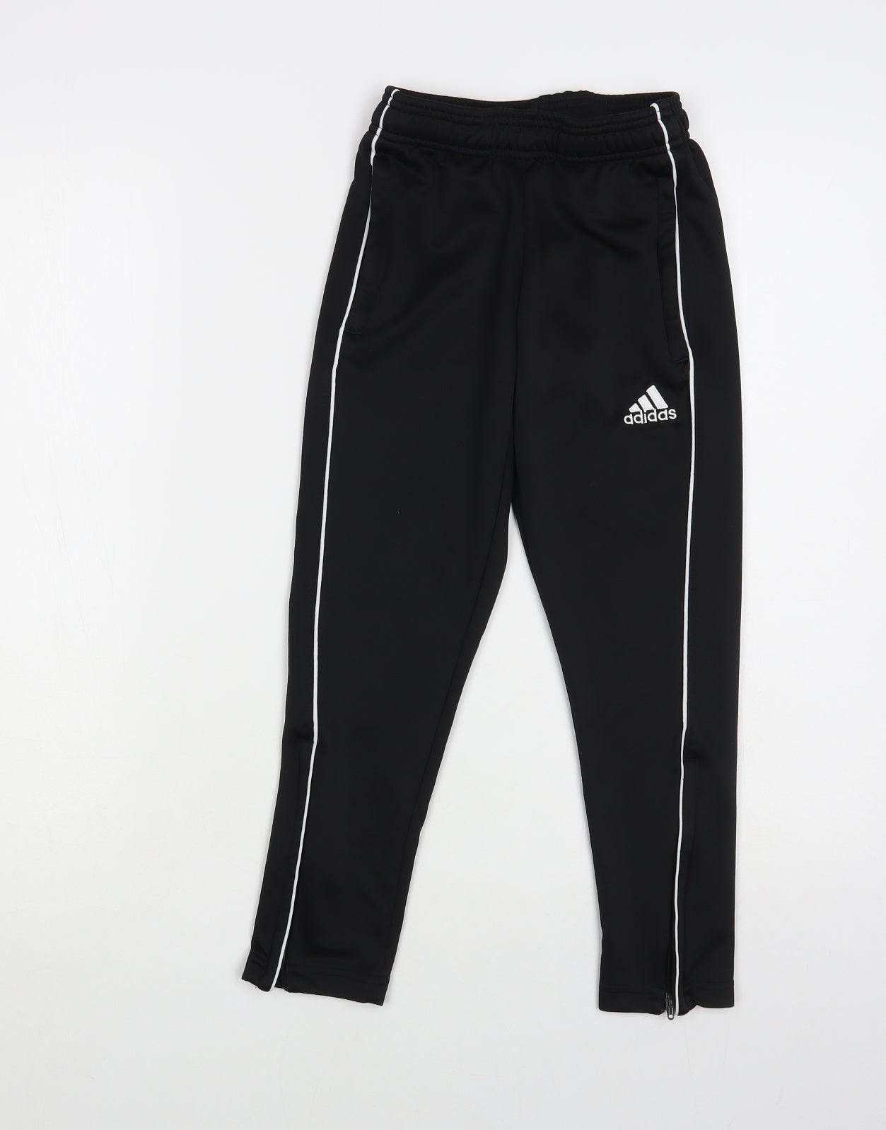 adidas Boys Black Polyester Jogger Trousers Size 7-8 Years Regular Drawstring