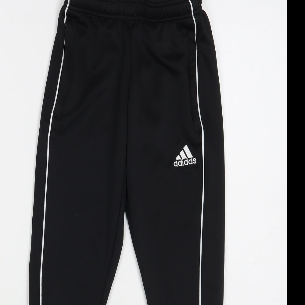 adidas Boys Black Polyester Jogger Trousers Size 7-8 Years Regular Drawstring