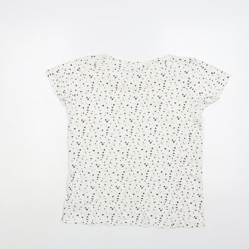 ICHI Womens White Geometric Cotton Basic T-Shirt Size XS Crew Neck