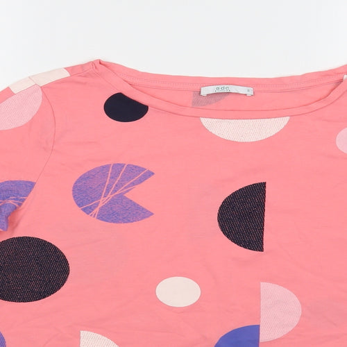 Esprit Womens Pink Geometric Cotton Basic T-Shirt Size S Boat Neck