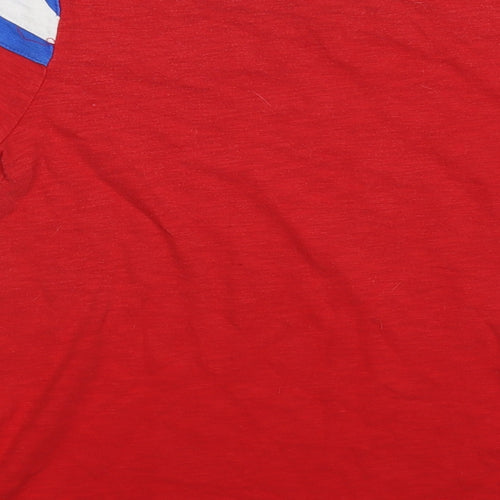 Gap Boys Red Cotton Pullover T-Shirt Size 10-11 Years V-Neck Pullover - Roar