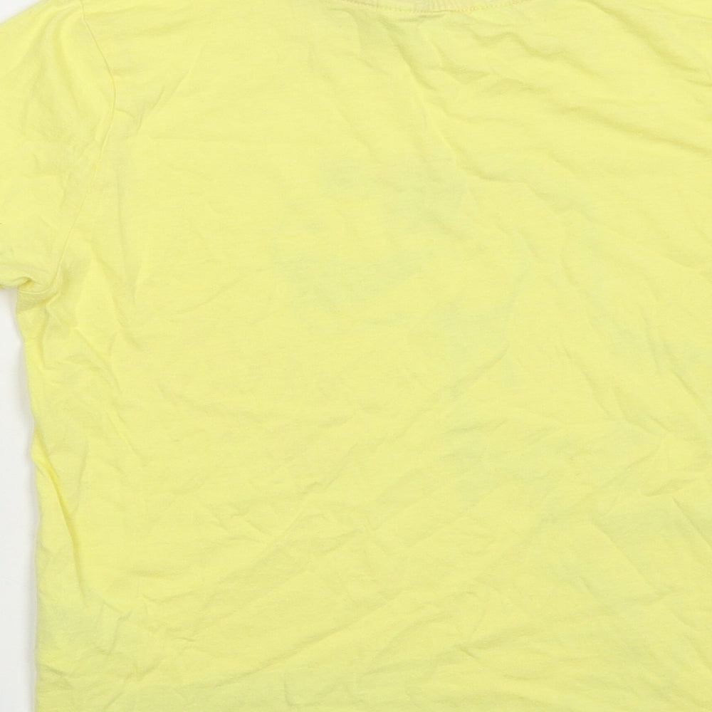 H&M Boys Yellow Cotton Pullover T-Shirt Size 8-9 Years Crew Neck Pullover - T-Rex