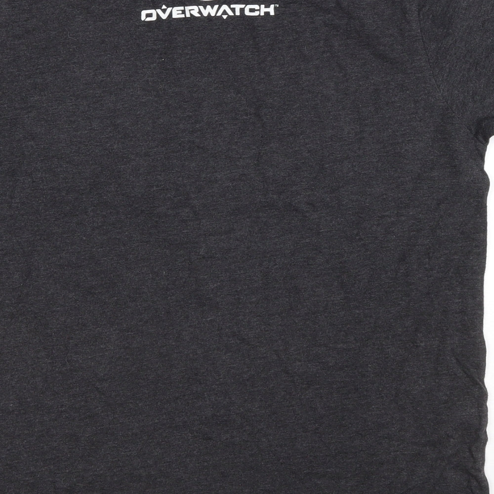 Blizzard Entertainment Boys Grey Cotton Basic T-Shirt Size M Round Neck Pullover - Overwatch