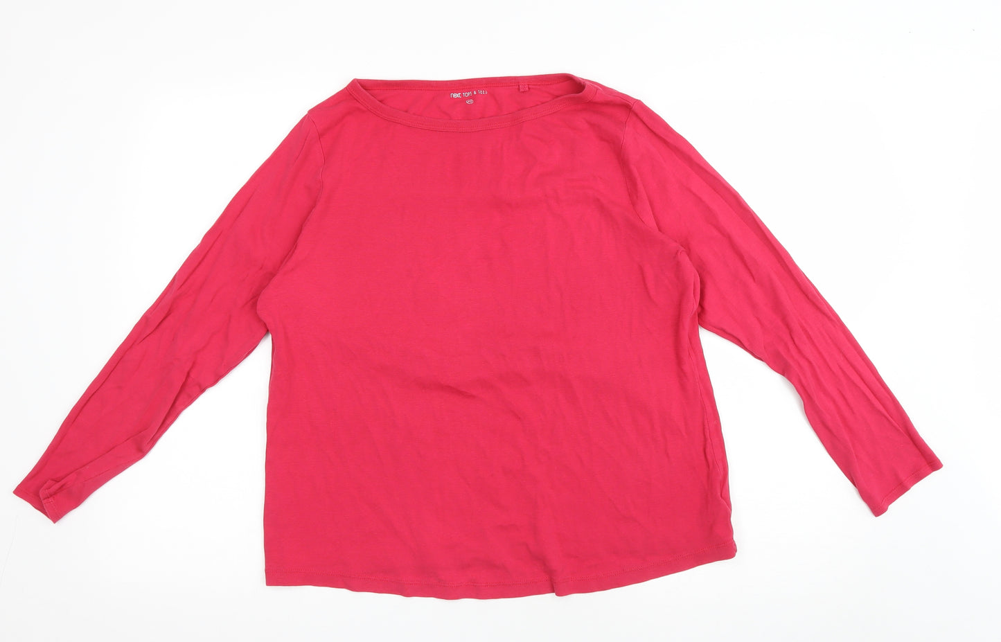 NEXT Womens Pink Cotton Basic T-Shirt Size 20 Boat Neck