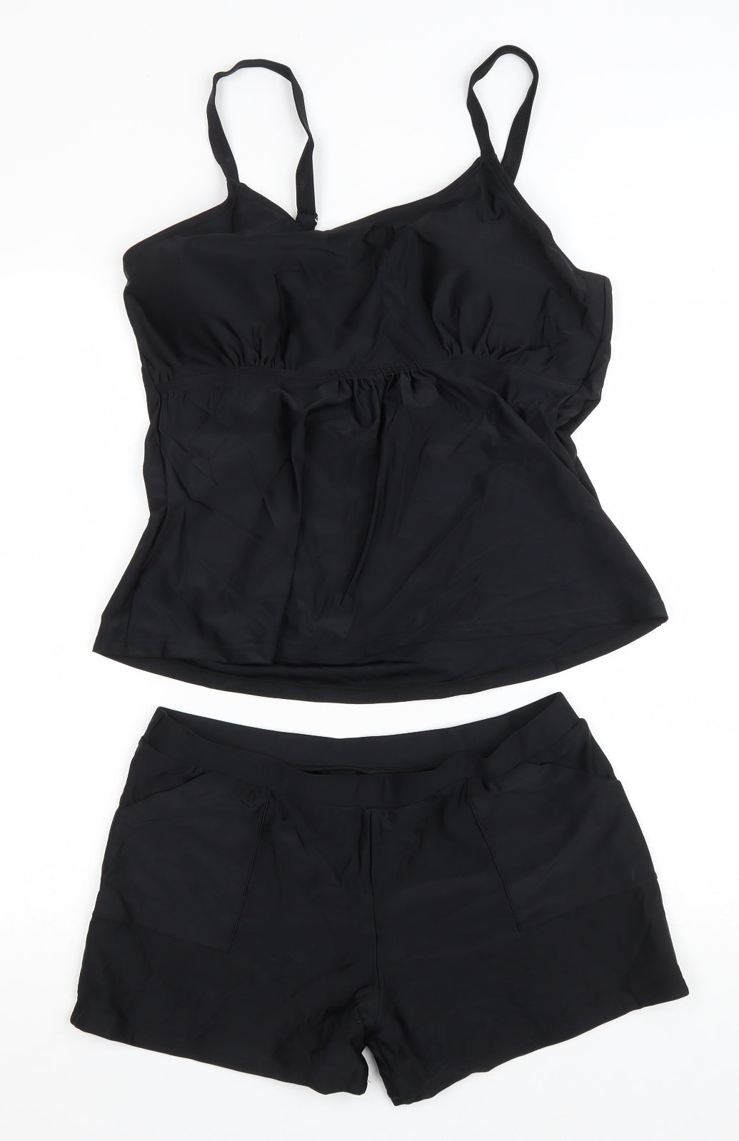 Preworn Womens Black Nylon Bikini Size 18