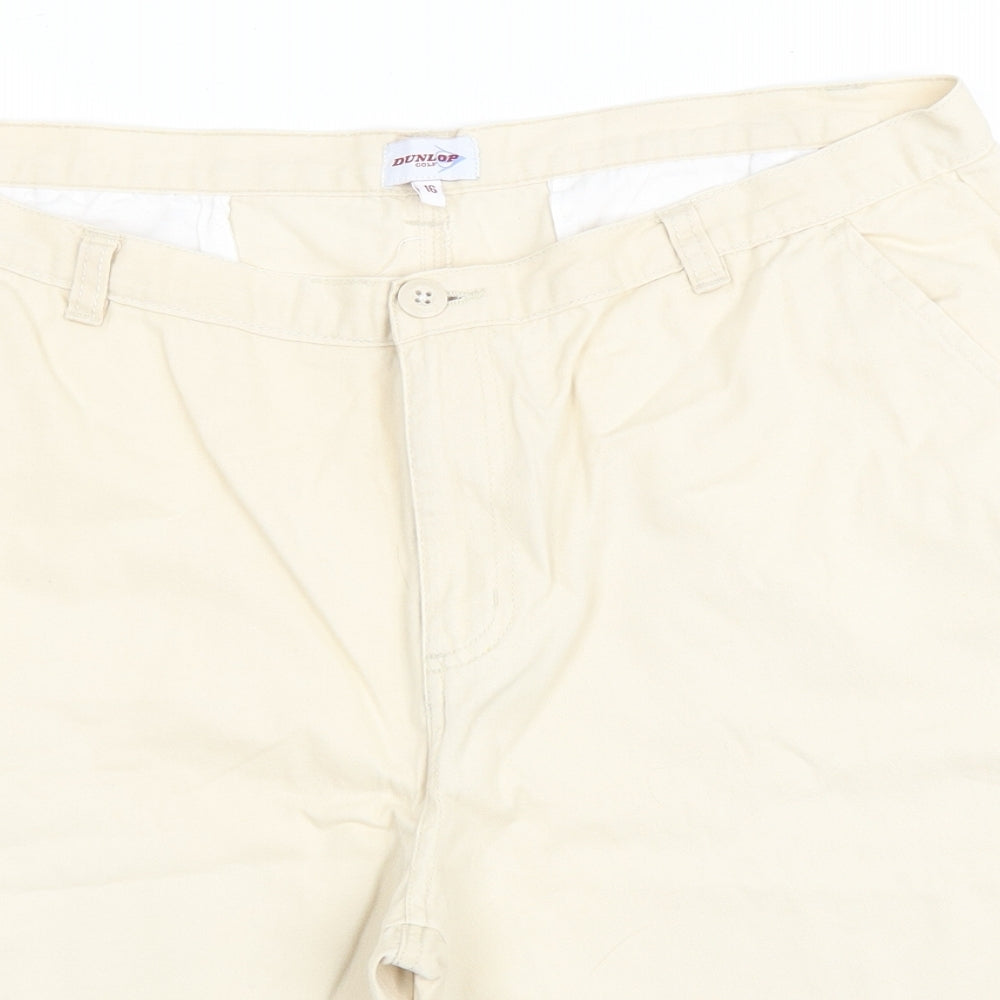 Dunlop Womens Beige Cotton Bermuda Shorts Size 16 L10.5 in Regular Zip