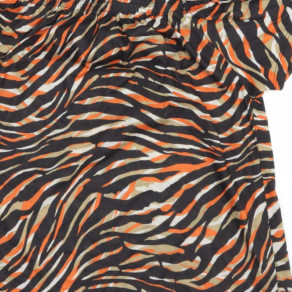 Peacocks Womens Multicoloured Animal Print Polyester Basic T-Shirt Size 8 Boat Neck - Tiger Print