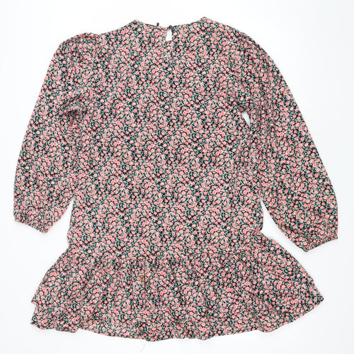 Boohoo Womens Pink Floral Polyester Kaftan Size 12 Round Neck Button