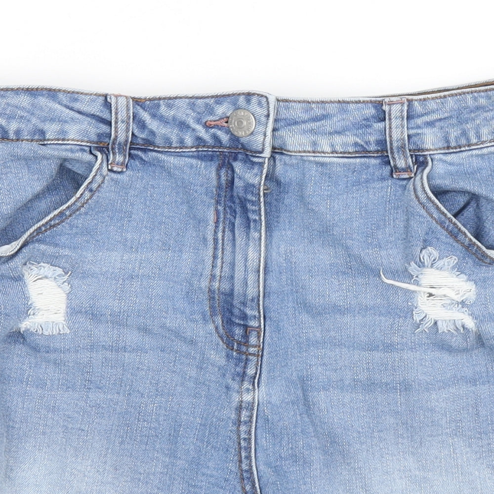 Candi Girls Blue Cotton Cut-Off Shorts Size 15 Years Regular Zip - Lace up detail