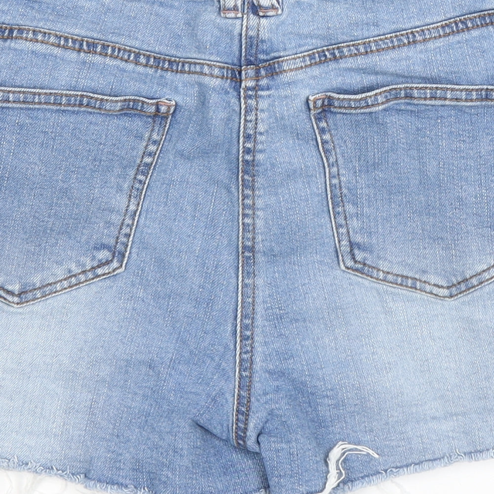 Candi Girls Blue Cotton Cut-Off Shorts Size 15 Years Regular Zip - Lace up detail
