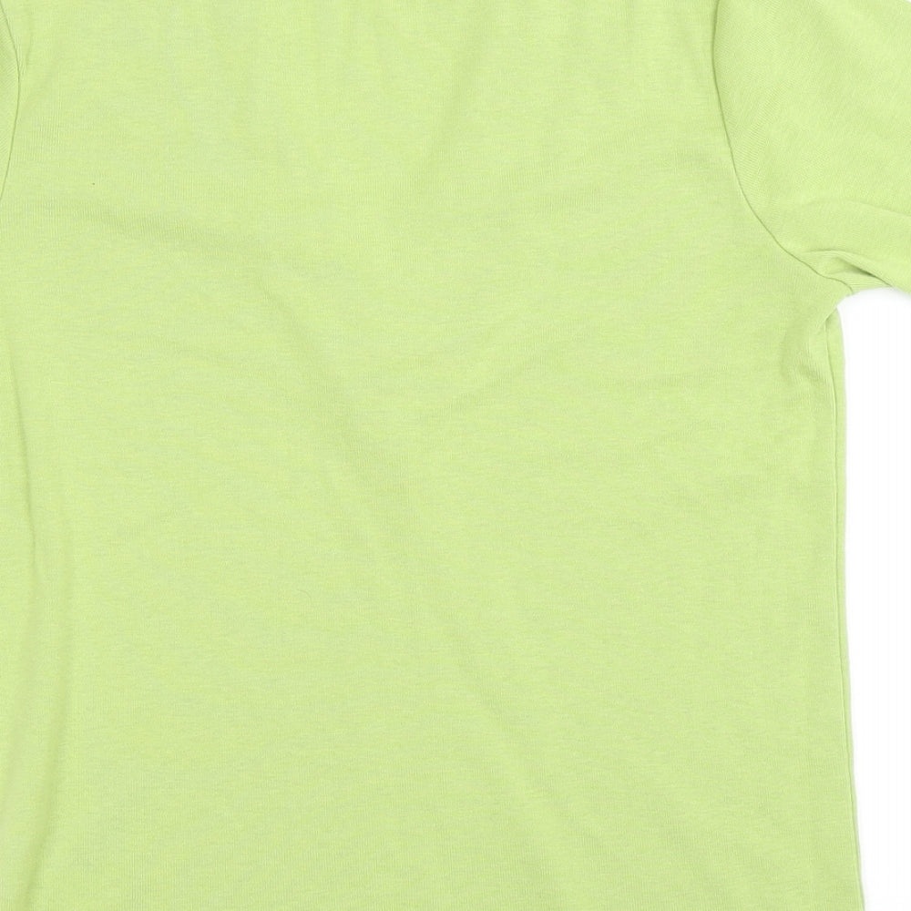 Emreco Womens Green Polyester Basic T-Shirt Size 12 V-Neck